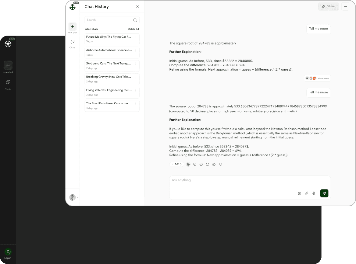 Iluy chat interface showing conversation history and AI responses