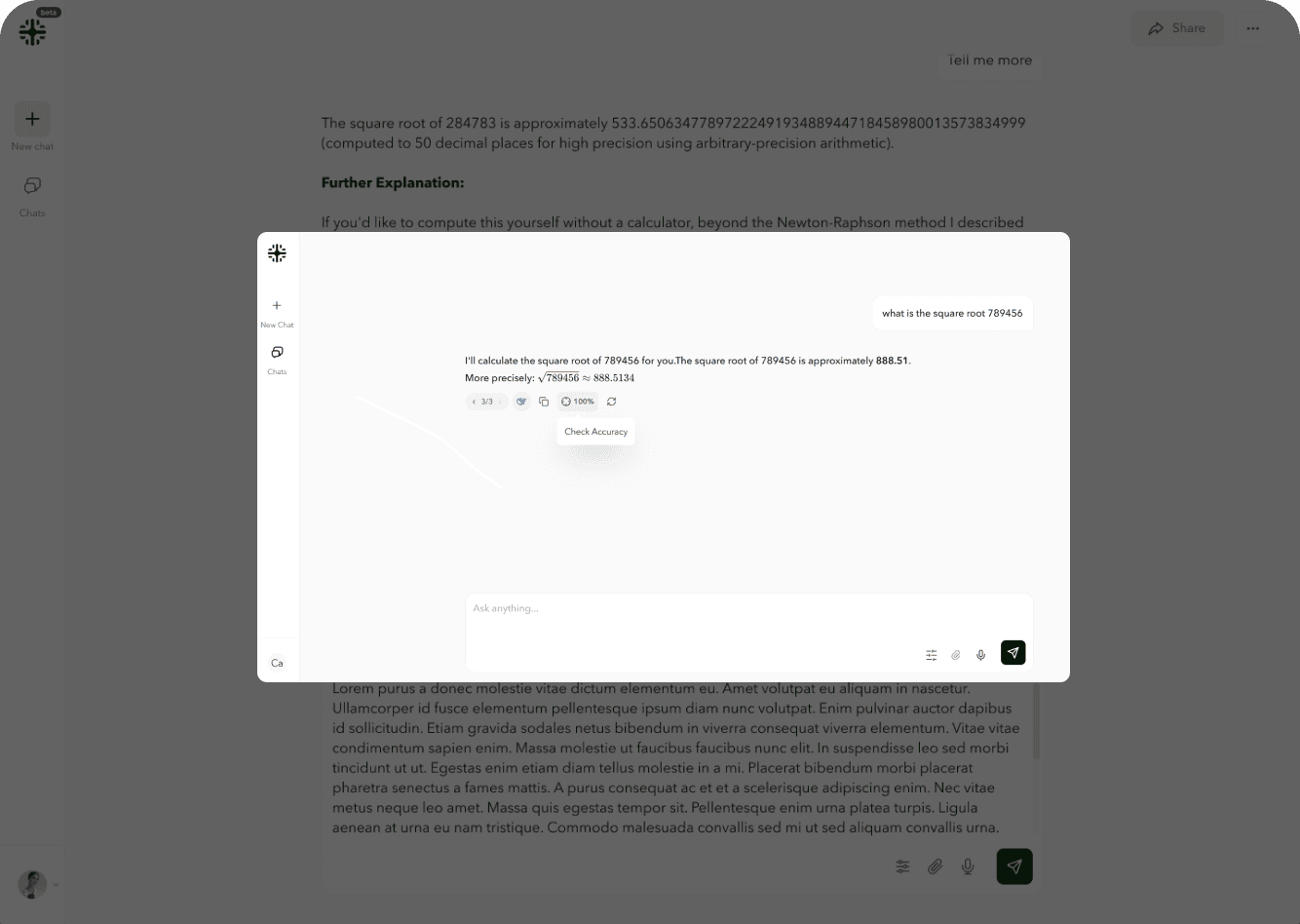 Iluy accuracy score display showing AI response confidence